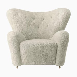 Green Tea Sheepskin The Tired Man Lounge Chair from by Lassen