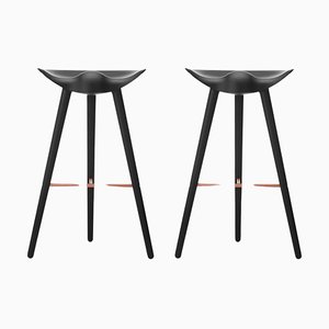 Black Beech and Copper Bar Stools from by Lassen, Set of 2