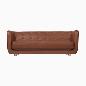 Nevada Cognac Leather and Natural Oak Vilhelm Sofa from by Lassen