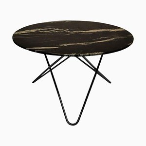 Schwarzer Big O Tisch aus schwarzem Marquina Marmor und schwarzem Stahl von Ox Denmarq