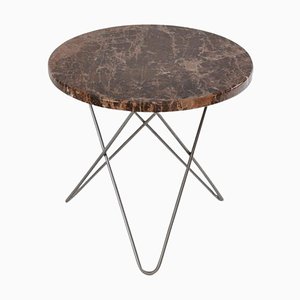 Brown Emperador Marble and Steel Mini O Table by Ox Denmarq