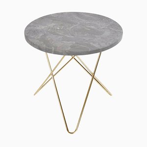 Mini Grey Marble and Brass O Side Table by Ox Denmarq