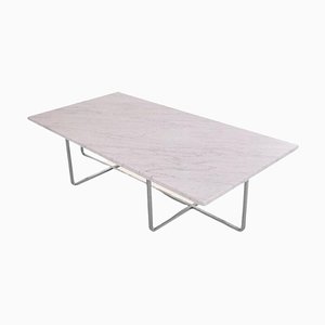 Large White Carrara Marble and Steel Ninety Coffee Table by Ox Denmarq