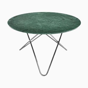 Big Green Indio Marble and Stainless Steel O Coffee Table by Ox Denmarq