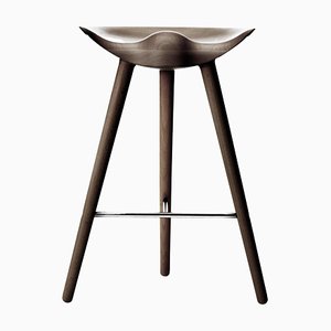 Brown Oak and Stainless Steel Counter Stool from by Lassen