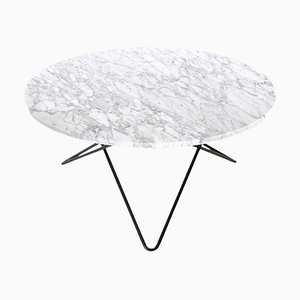 White Carrara Marble and Black Steel O Coffee Table by Ox Denmarq