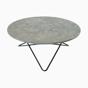 Large Grey Marble and Black Steel O Coffee Table by Ox Denmarq