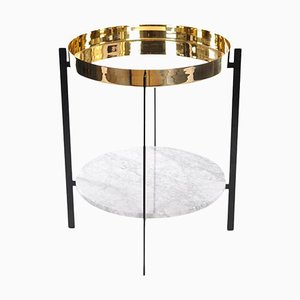 Brass and White Carrara Marble Deck Table by Ox Denmarq