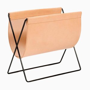 Nature Leather and Black Steel Maggiz Magazine Rack by Ox Denmarq