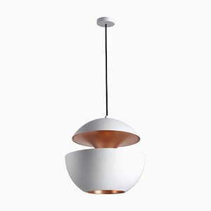 Extra Large White and Copper Here Comes the Sun Pendant Lamp by Bertrand Balas