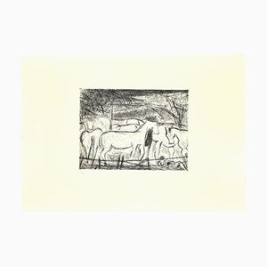 Nazareno Gattamenata, Horses in the Corral, Original Etching on Paper, 1985