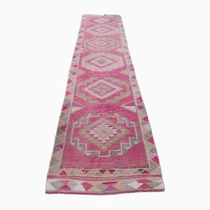 Vintage Turkish Hand-Knotted Oushak Wool Runner