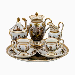 French Tete-a-Tete Porcelain Service, 19th Century, Set of 8