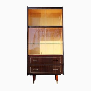 Mid-Century French Wooden Glass Display Cabinet