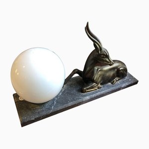 Vintage Marble Antelope Lamp, 1930s