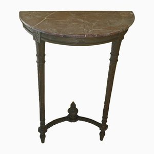 Small Wooden and Marble Console Table