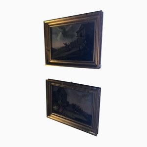 Paintings Fixed Under Glass, Set of 2