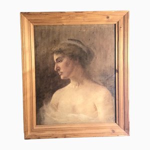 Retrato de mujer, años 40, óleo sobre lienzo, enmarcado
