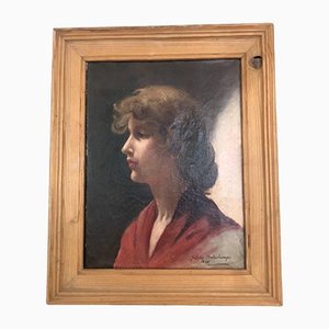 Juliette Delechamps, Porträt einer Frau, 1936, Öl auf Leinwand, gerahmt