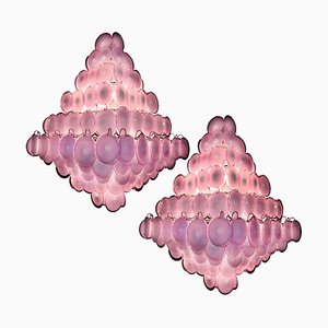 Lámparas de araña rosas, 1970. Juego de 2