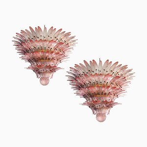 Pink Murano Glass Chandeliers, Set of 2