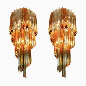 Triedri Chandeliers in the style of Venini, 1980s, Set of 2