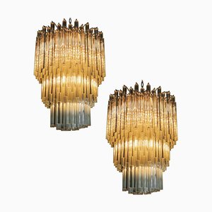 Italian Triedri Murano Glass Chandeliers, Set of 2