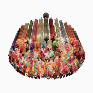 Lámpara de araña italiana con prisma multicolor de Murano