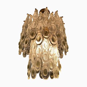 Lámpara de araña italiana de cristal de Murano, años 70