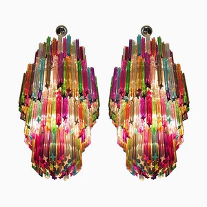 Large Multicolored Prism Chandeliers, Murano, Set of 2