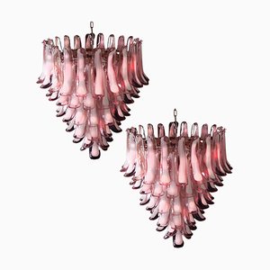 Lampadari a forma di petalo in vetro di Murano, Italia, set di 2