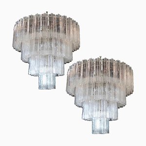 Tronchi Chandeliers in the style of Toni Zuccheri for Venini, 1990, Set of 2