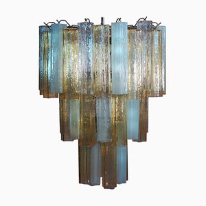 Murano Glass Tube Chandelier from Venini, 1980s