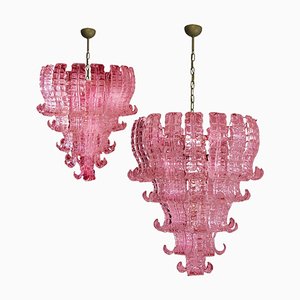 Lámparas de araña Felci italianas de cristal de Murano de 6 niveles. Juego de 2