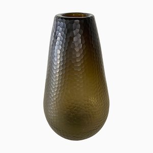 Battuto Nido D’Ape Amber Vase in the style of Carlo Scarpa, 1940s