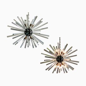 Lámparas de araña Sputnik de cristal de Murano. Juego de 2