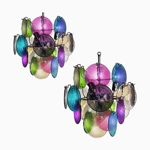 Italian Chandeliers in the style of Vistosi, 1980, Set of 2