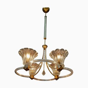 Art Deco Chandelier attributed to Ercole Barovier, Murano, 1940s
