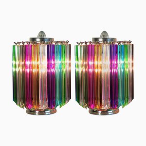 Multi-Color Quadriedri Table Lamp in Murano, 1990s, Set of 2