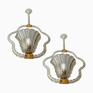 Art Deco Chandeliers by Ercole Barovier, 1940s, Set of 2