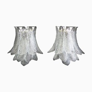 Italian Felci Leaf Sconces in the style of Barovier & Toso, Set of 2