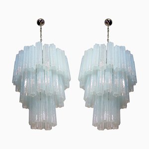 Lámparas de araña Tronchi de cristal de Murano estilo Toni Zuccheri para Venini. Juego de 2