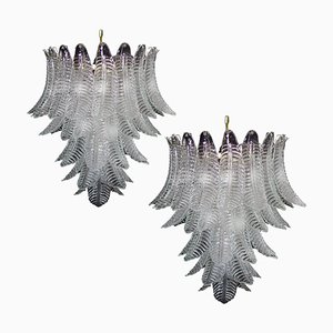 Italian Murano Leaf Chandeliers in Barovier and Toso Style, Set of 2