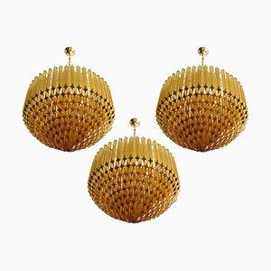 Quadriedri Murano Glass Chandeliers, Set of 3