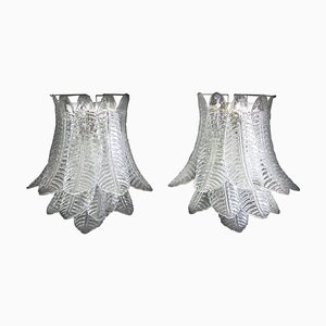 Italian Felci Leaf Sconces in the Style of Barovier & Toso, Murano, Set of 2