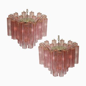Tronchi Chandeliers in the Style of Toni Zuccheri for Venini, Murano, 1980, Set of 2