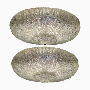 Large Ceiling Flush Mount Lights by Barovier & Toso, Murano, 1940s, Set of 2