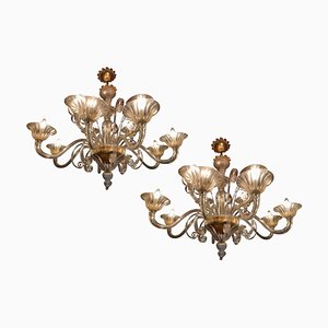 Murano Chandeliers with 12 Arms by Seguso, 1980s, Set of 2