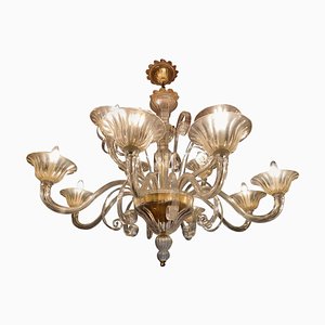 Lámpara de araña de cristal de Murano con 12 brazos de Seguso, años 80