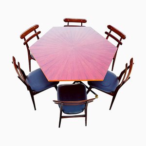 Chaises et Table par Ignazio Gardella pour Azucena, Danemark, 1960s, Set de 6